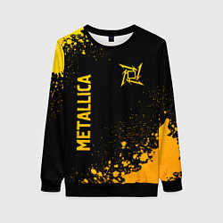 Свитшот женский Metallica - gold gradient: надпись, символ, цвет: 3D-черный