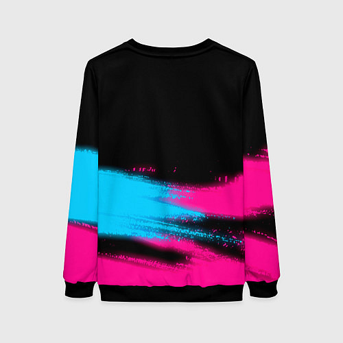 Женский свитшот Arctic Monkeys - neon gradient: символ сверху / 3D-Черный – фото 2