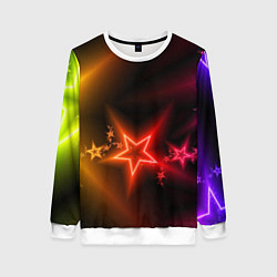 Свитшот женский Звёзды с неоновым свечением, цвет: 3D-белый