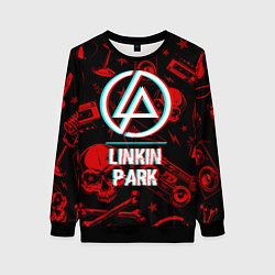 Свитшот женский Linkin Park rock glitch, цвет: 3D-черный