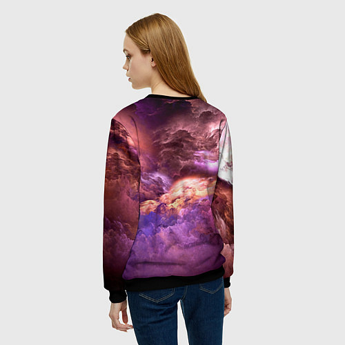 Женский свитшот Необычное фиолетовое облако / 3D-Черный – фото 4