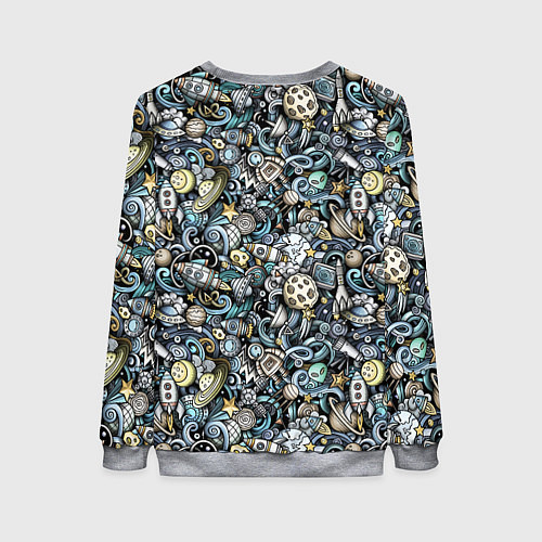 Женский свитшот Космонавт, ракета и планета / 3D-Меланж – фото 2