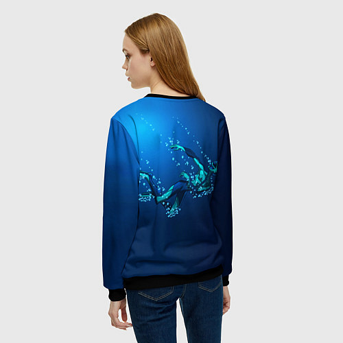 Женский свитшот Ихтиандр : человек - амфибия рисунок / 3D-Черный – фото 4