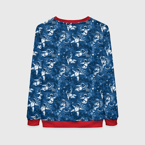 Женский свитшот Космонавт с котом / 3D-Красный – фото 2