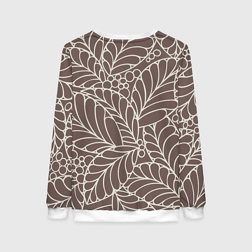 Женский свитшот Кофеиновый паттерн из листьев / 3D-Белый – фото 2