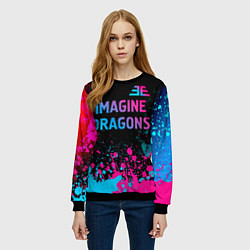 Свитшот женский Imagine Dragons - neon gradient: символ сверху, цвет: 3D-черный — фото 2
