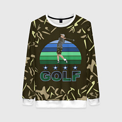 Свитшот женский Игрок в гольф замахивается, цвет: 3D-белый