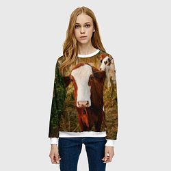 Свитшот женский Милая коровка, цвет: 3D-белый — фото 2