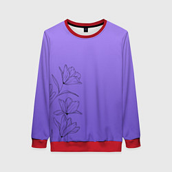 Женский свитшот Красивый фиолетовый градиент с цветами