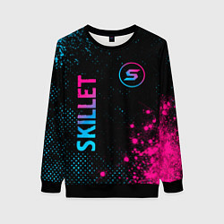 Свитшот женский Skillet - neon gradient: надпись, символ, цвет: 3D-черный