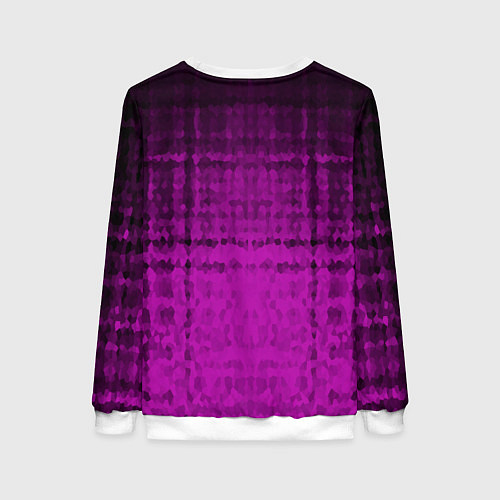 Женский свитшот Абстрактный мозаичный черно - пурпурный узор / 3D-Белый – фото 2