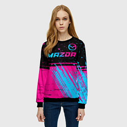 Свитшот женский Mazda - neon gradient: символ сверху, цвет: 3D-черный — фото 2