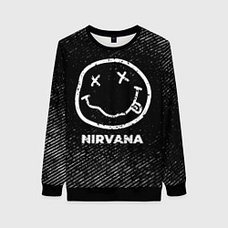 Женский свитшот Nirvana с потертостями на темном фоне
