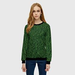 Свитшот женский Зеленая камуфляжная трава, цвет: 3D-черный — фото 2