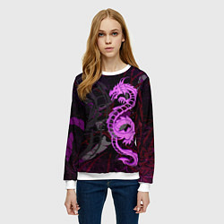 Свитшот женский Неоновый дракон purple dragon, цвет: 3D-белый — фото 2