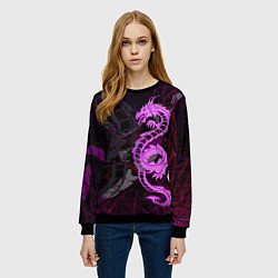 Свитшот женский Неоновый дракон purple dragon, цвет: 3D-черный — фото 2