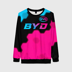 Женский свитшот BYD - neon gradient: символ сверху