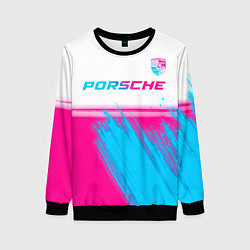 Женский свитшот Porsche neon gradient style: символ сверху