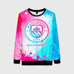 Свитшот женский Manchester City neon gradient style, цвет: 3D-черный