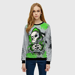 Свитшот женский Slipknot скелет green, цвет: 3D-черный — фото 2