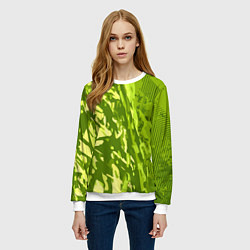 Свитшот женский Зеленый абстрактный камуфляж, цвет: 3D-белый — фото 2