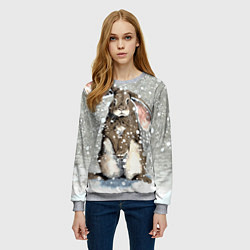 Свитшот женский Кролик Снежок Милый, цвет: 3D-меланж — фото 2