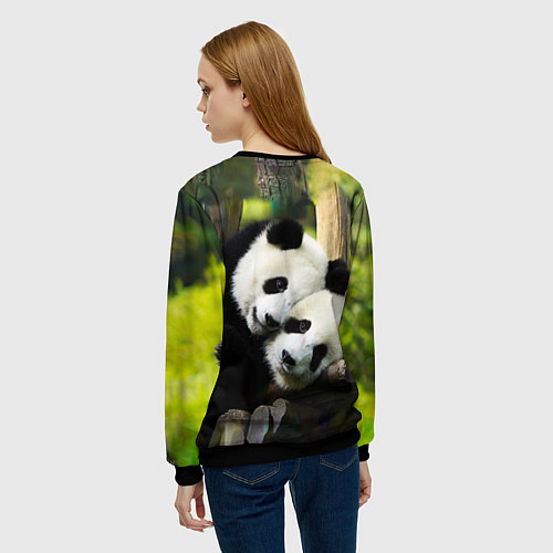 Женский свитшот Влюблённые панды / 3D-Черный – фото 4