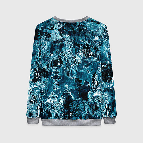 Женский свитшот Гранж - абстрактные синие разводы / 3D-Меланж – фото 2