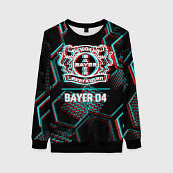 Женский свитшот Bayer 04 FC в стиле glitch на темном фоне