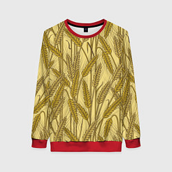 Свитшот женский Винтажные колоски пшеницы, цвет: 3D-красный