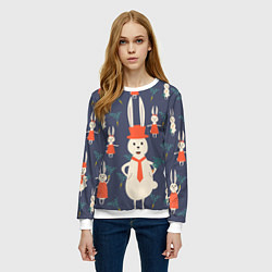 Свитшот женский Семья крольчат, цвет: 3D-белый — фото 2