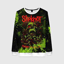 Свитшот женский Slipknot green череп, цвет: 3D-белый