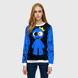 Свитшот женский Радужные друзья Синий - брызги краски, цвет: 3D-белый — фото 2