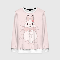 Женский свитшот Милый кролик на розовом