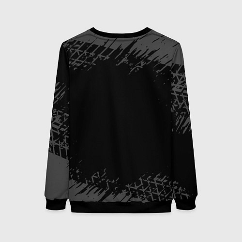 Женский свитшот Volvo speed на темном фоне со следами шин / 3D-Черный – фото 2