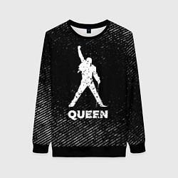 Женский свитшот Queen с потертостями на темном фоне