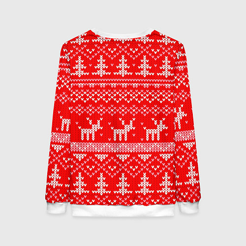 Женский свитшот Рождественский красный свитер с оленями / 3D-Белый – фото 2