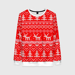 Женский свитшот Рождественский красный свитер с оленями