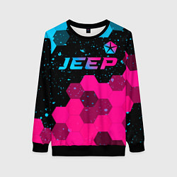 Женский свитшот Jeep - neon gradient: символ сверху