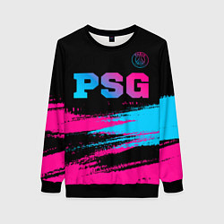 Женский свитшот PSG - neon gradient: символ сверху