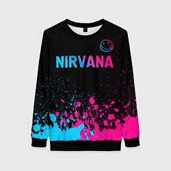 Женский свитшот Nirvana - neon gradient: символ сверху