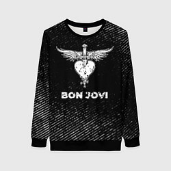 Женский свитшот Bon Jovi с потертостями на темном фоне