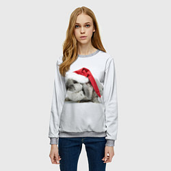 Свитшот женский Рождественский кролик - 2023, цвет: 3D-меланж — фото 2