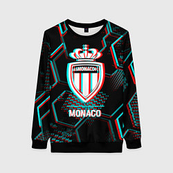 Женский свитшот Monaco FC в стиле glitch на темном фоне