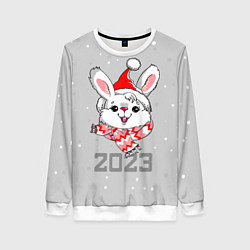 Женский свитшот Белый кролик в шарфе 2023