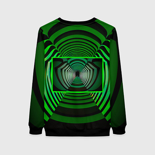 Женский свитшот Зелёный туннель - оптическая иллюзия / 3D-Черный – фото 2