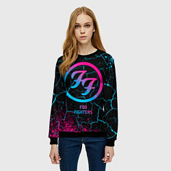 Свитшот женский Foo Fighters - neon gradient, цвет: 3D-черный — фото 2