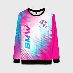 Женский свитшот BMW neon gradient style: надпись, символ