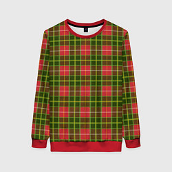 Женский свитшот Ткань Шотландка красно-зелёная
