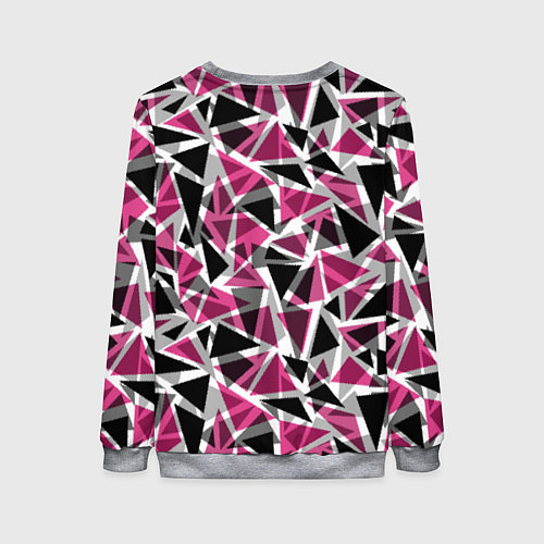 Женский свитшот Геометрический абстрактный узор в вишнево серых и / 3D-Меланж – фото 2